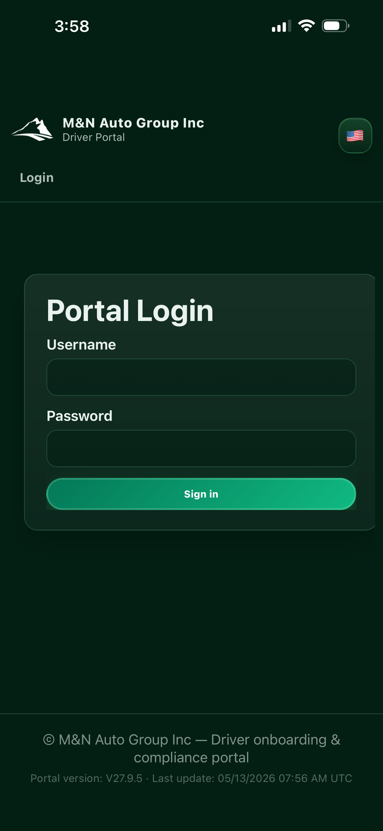 Driver App login