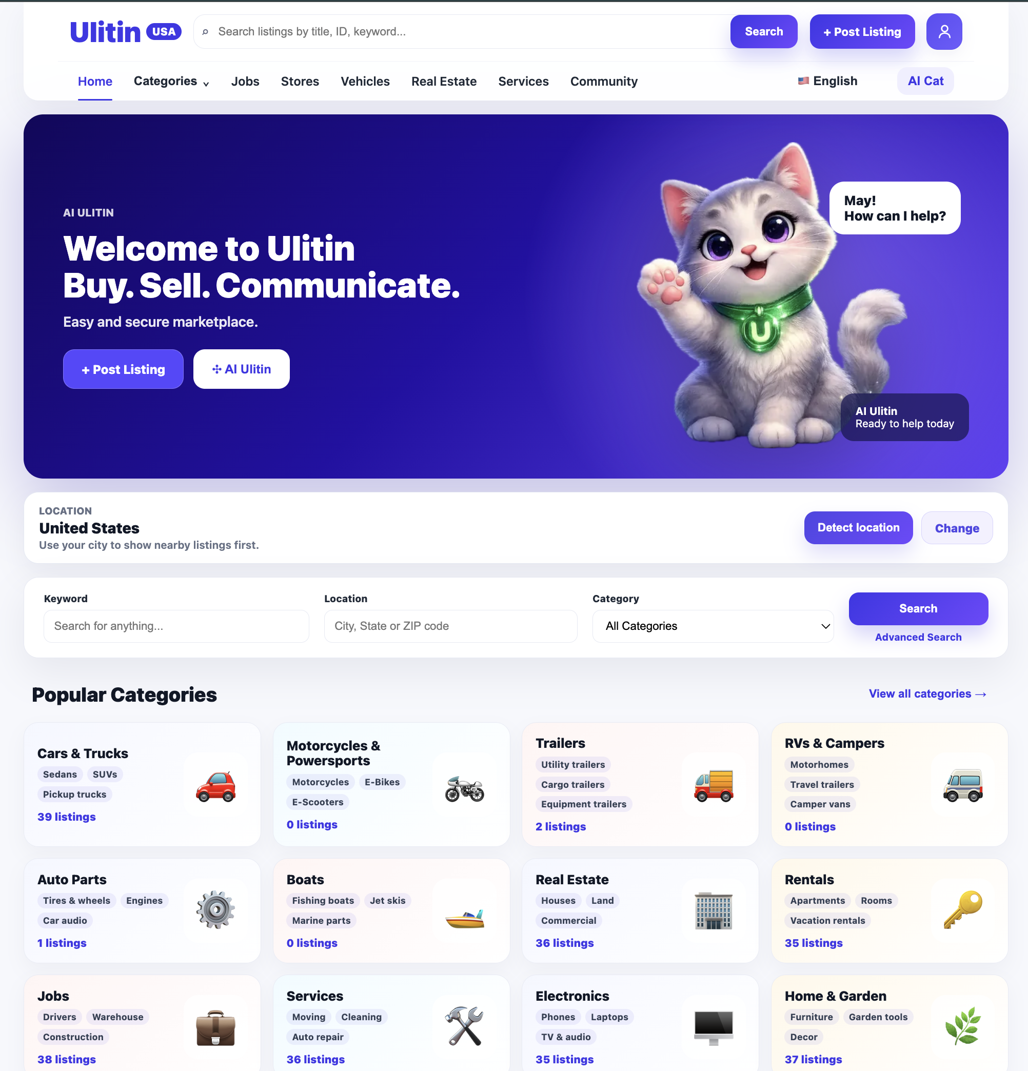 Popular categories on Ulitin